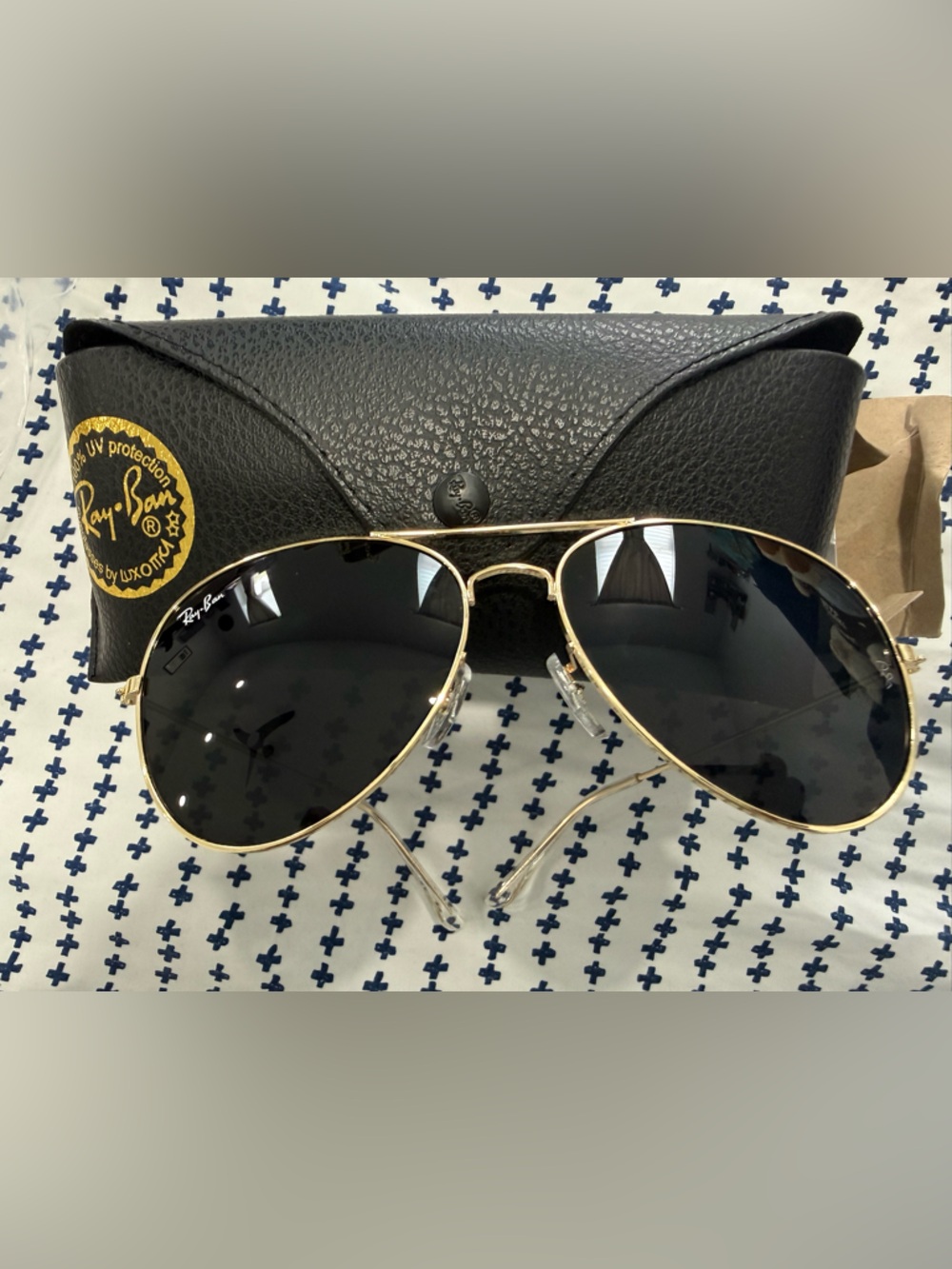 Ray-Ban Black Sunglasses Case with Gold Logo Detail
